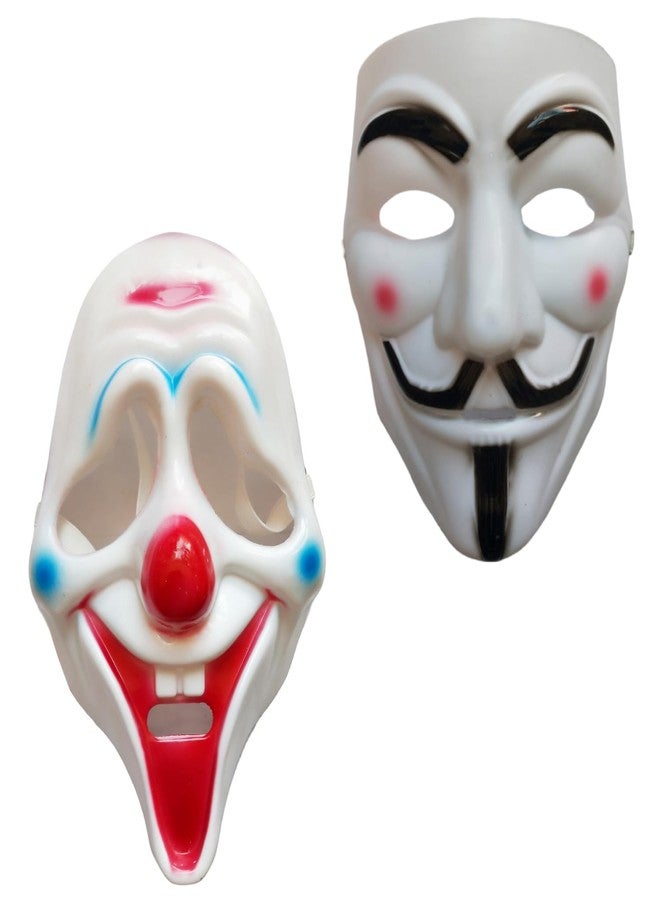 سالفوس أب سولوشنز قناع وجه أنونيموس جوكر من فيلم V for Vendetta من سالفوس آب سولوشنز، بلاستيك أبيض، طقم من قطعتين للرجال والنساء - Image 1
